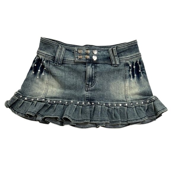 Outcast Tianna Mini Skirt in Blue Denim - Picture 1 of 5